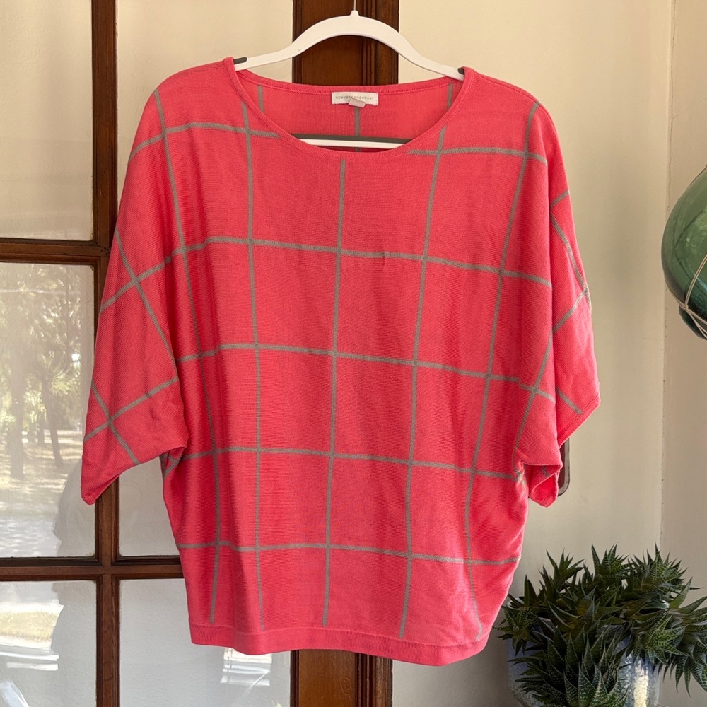 Pink and Grey dolman sleeve lightweight sweater